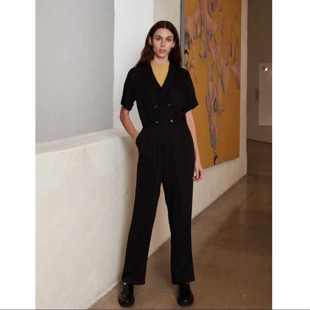Black ICHI buttoned jumpsuit classy European fall 2021